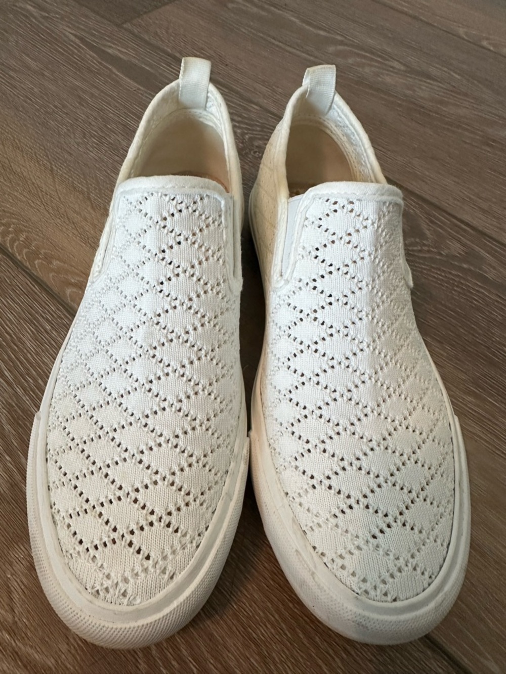 Gypsy Jazz White Crochet Slip-On Flats